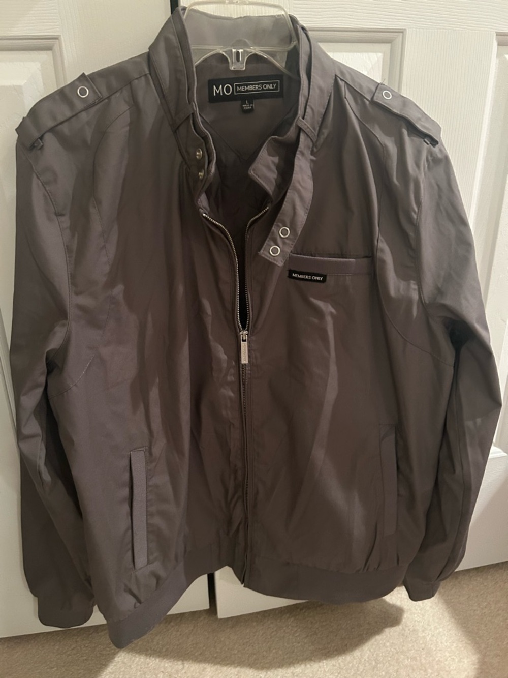 Members Only Men's Gray Bomber Jacket Size Large